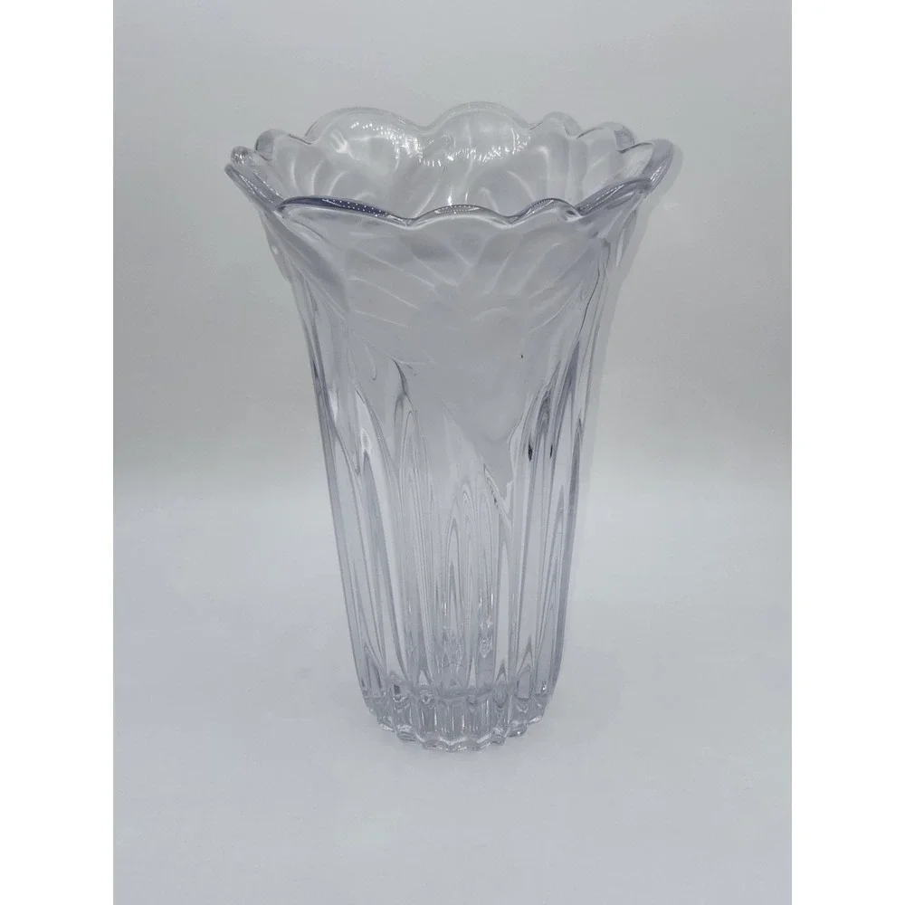 Mikasa Studio Nova Fluted Crystal Vase w/ Frosted Flowers